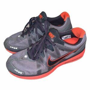 Nike LunarMX+ Gray Orange Athletic Running Low Top Sneakers Mens size 8.5